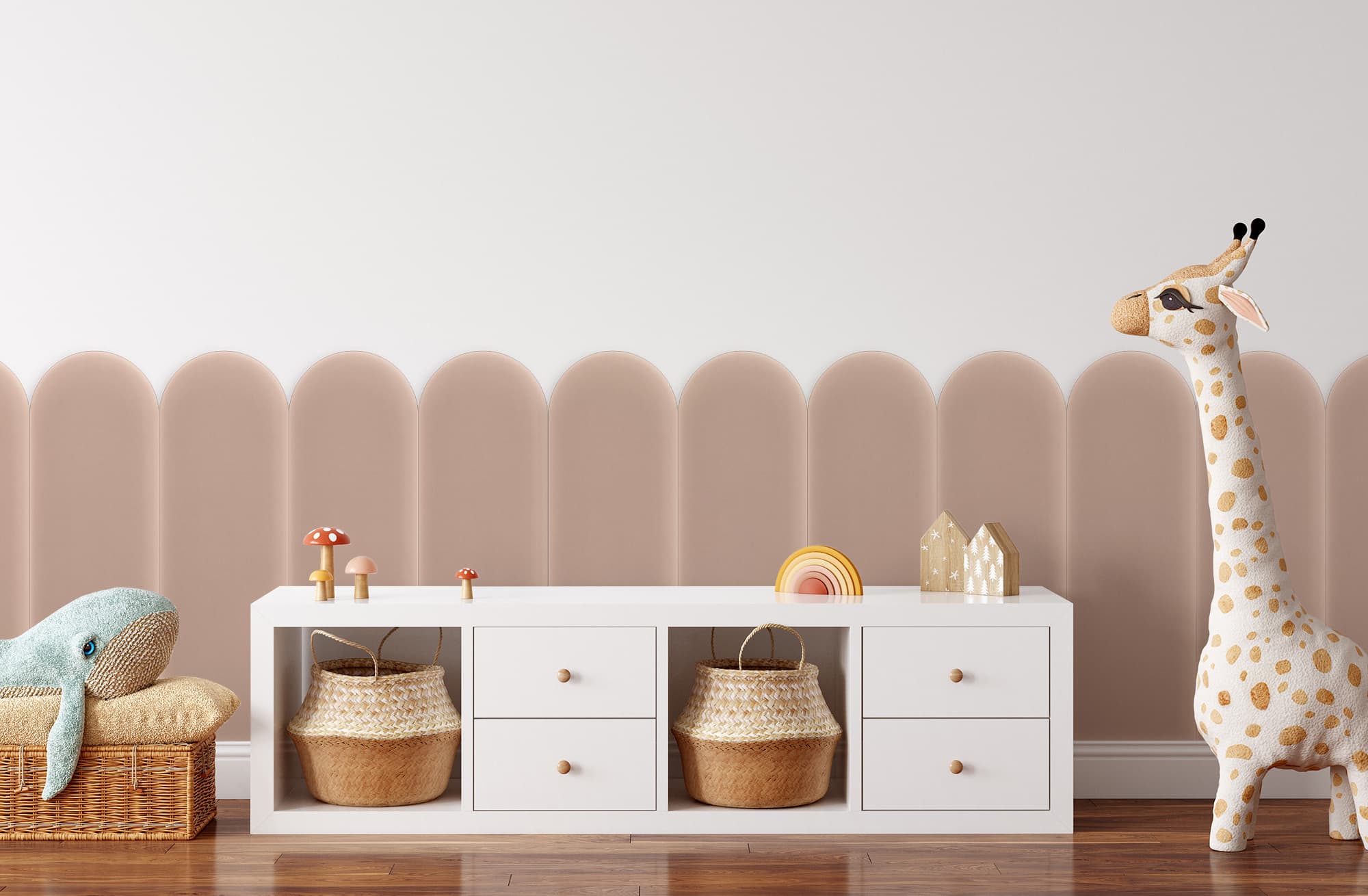 Upholstered panel Magic Velvet Pudrowy Róż 20cm 20×60 cm