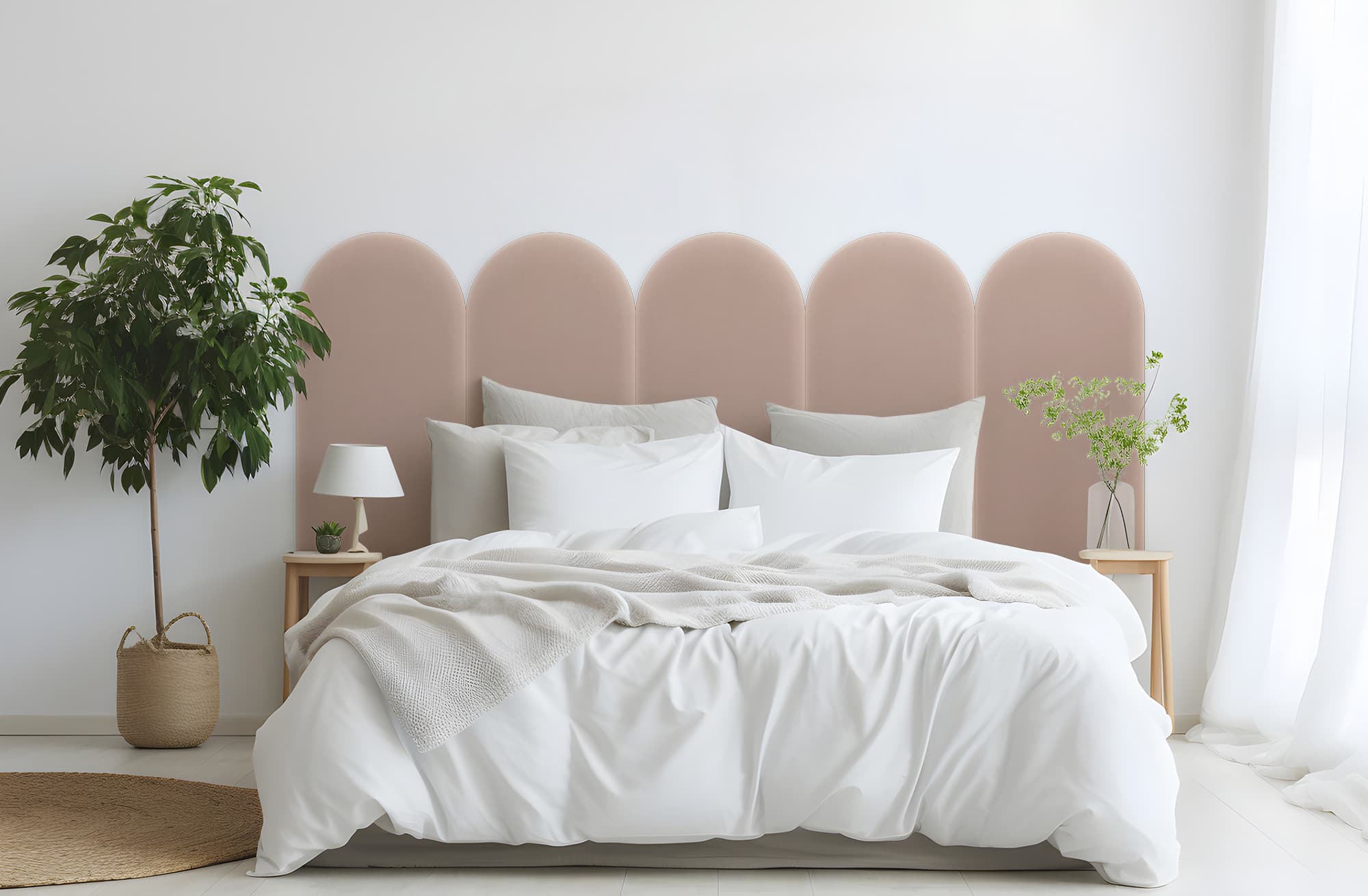 Upholstered panel Magic Velvet Pudrowy Róż 30cm 30×60 cm