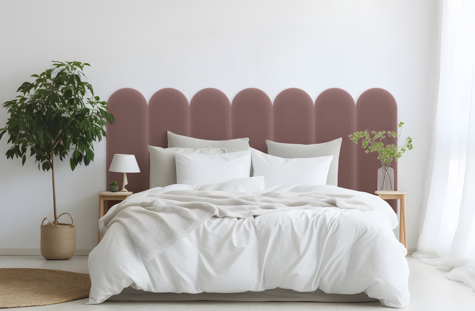 Upholstered panel Magic Velvet Brudny Róż 20cm 20×60 cm