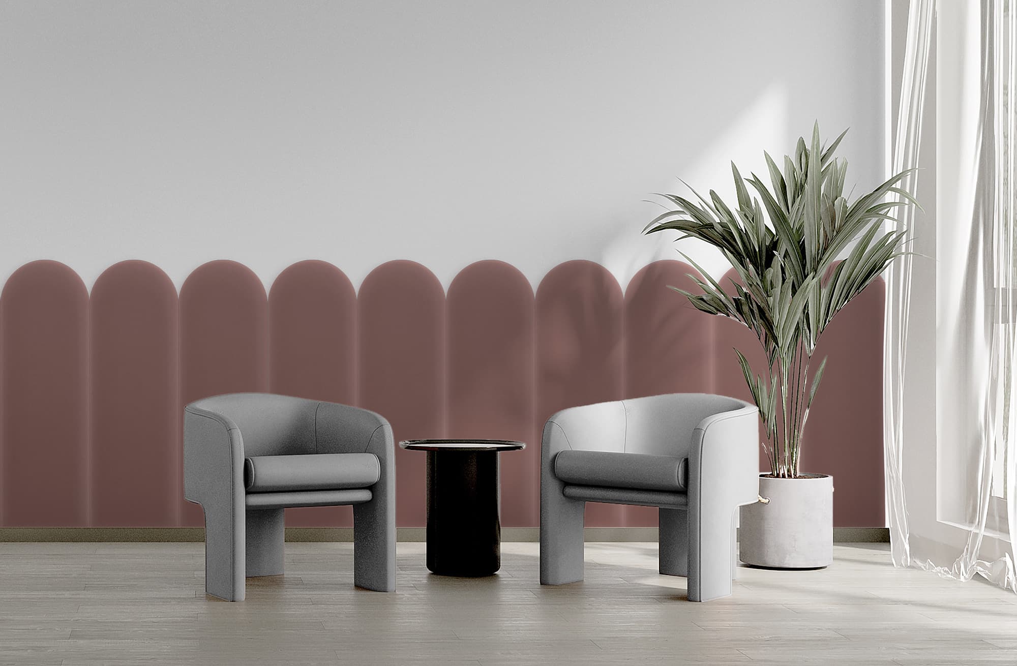 Upholstered panel Magic Velvet Brudny Róż 20cm 20×60 cm