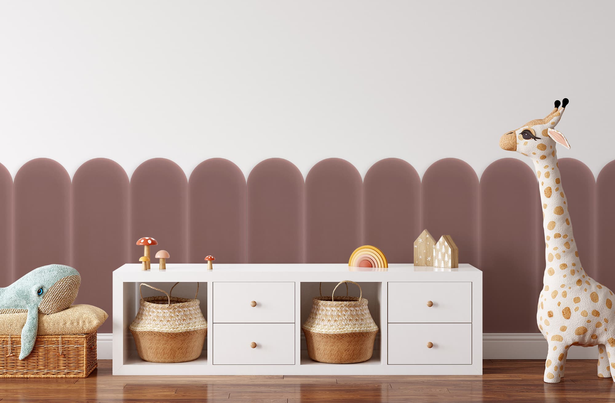 Upholstered panel Magic Velvet Brudny Róż 20cm 20×60 cm