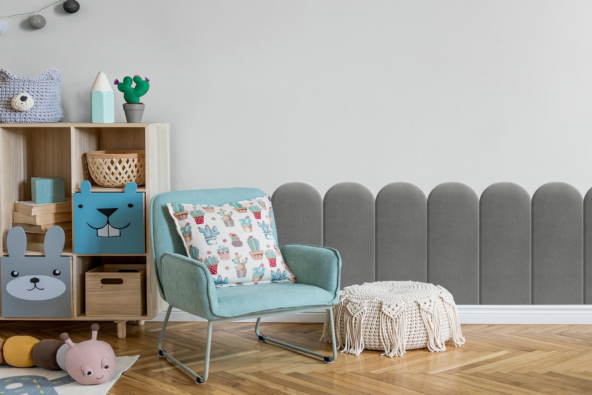 Upholstered panel Jasny Szary 20cm 20×60 cm