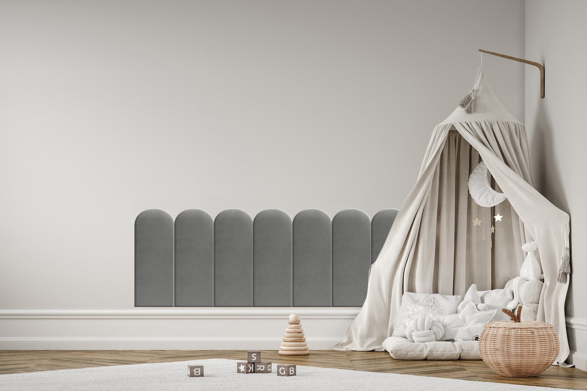 Upholstered panel Jasny Szary 20cm 20×60 cm