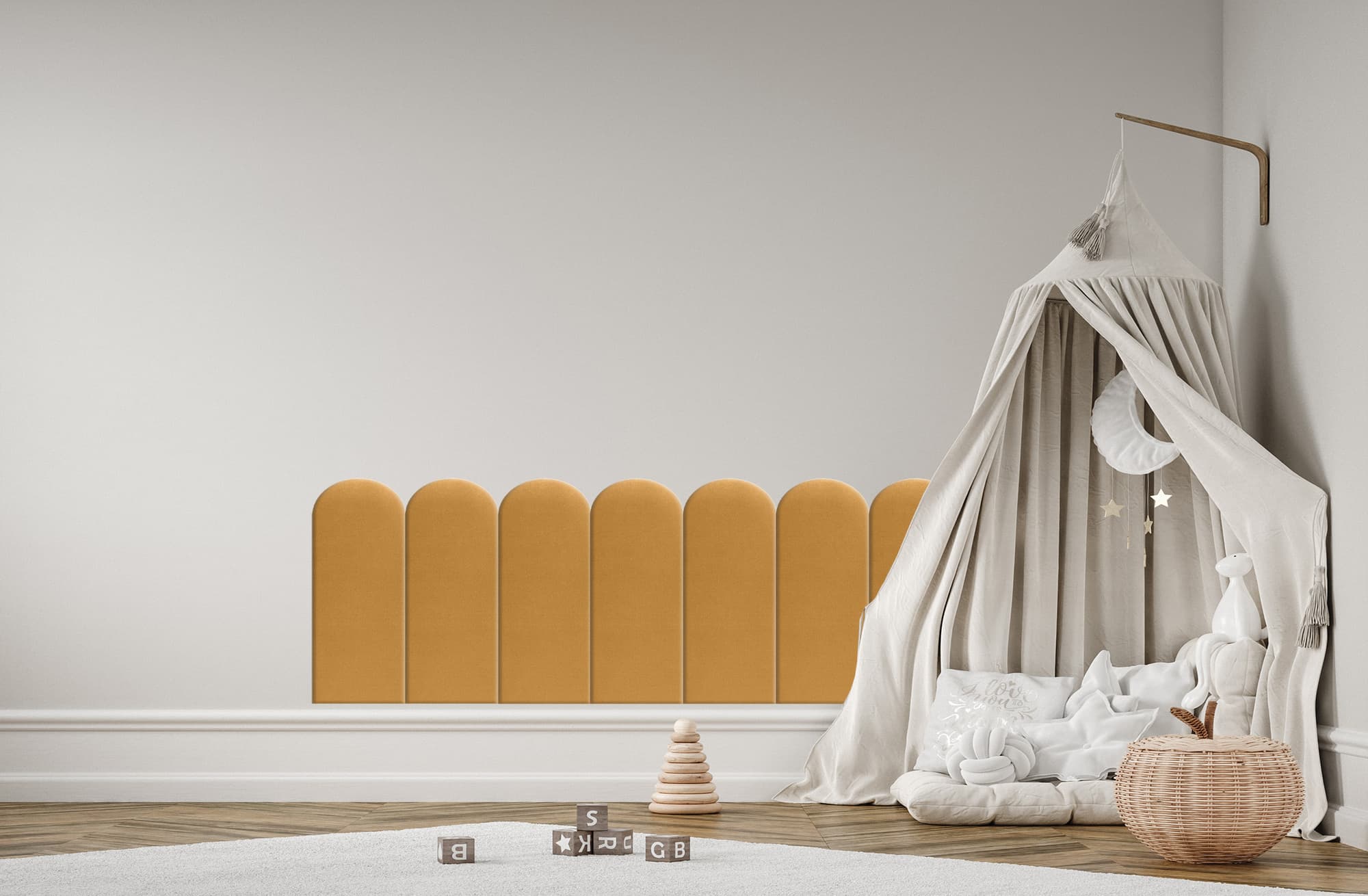 Panel tapicerowany Żółty 20cm 20×60 cm