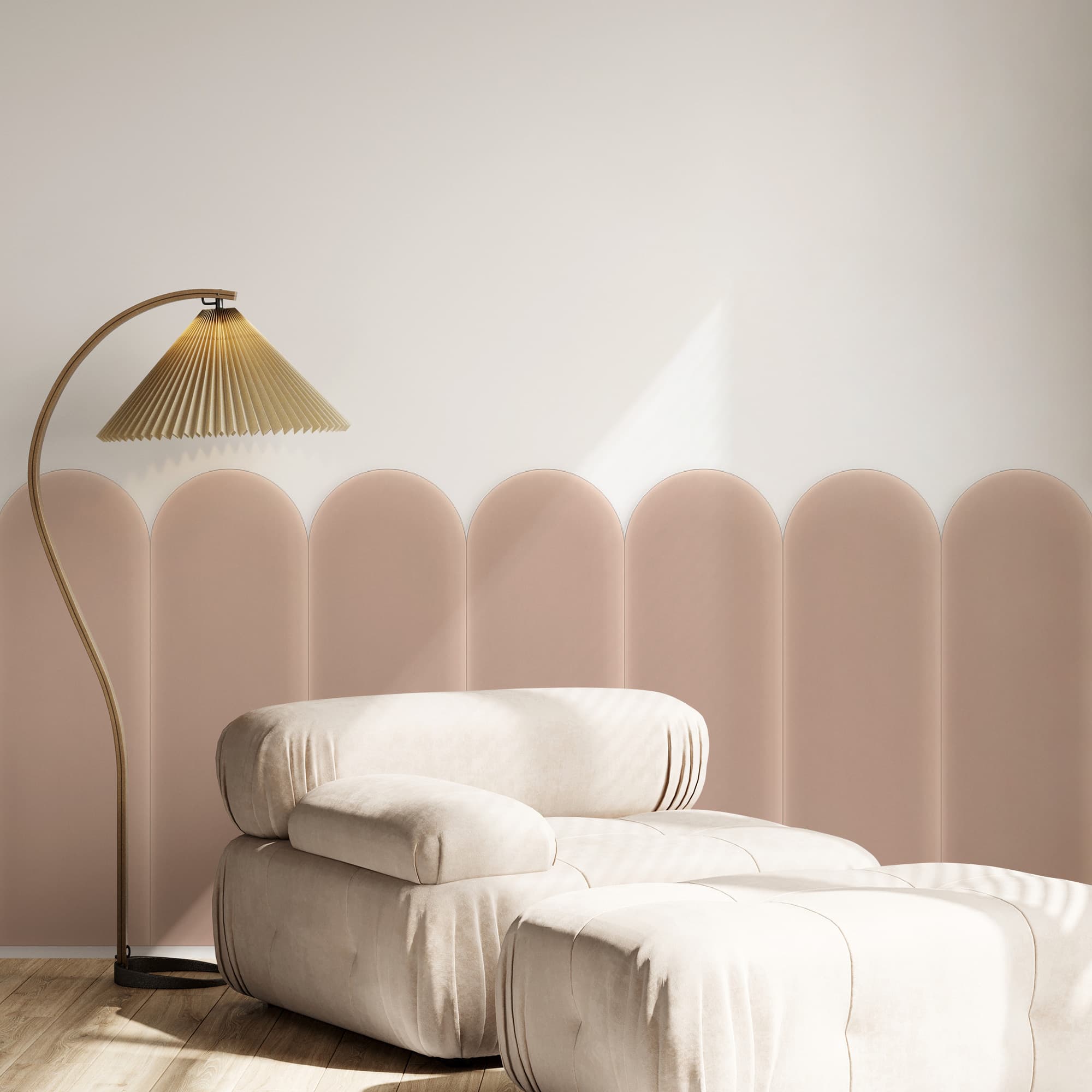Upholstered panel Magic Velvet Pudrowy Róż 20cm 20×60 cm