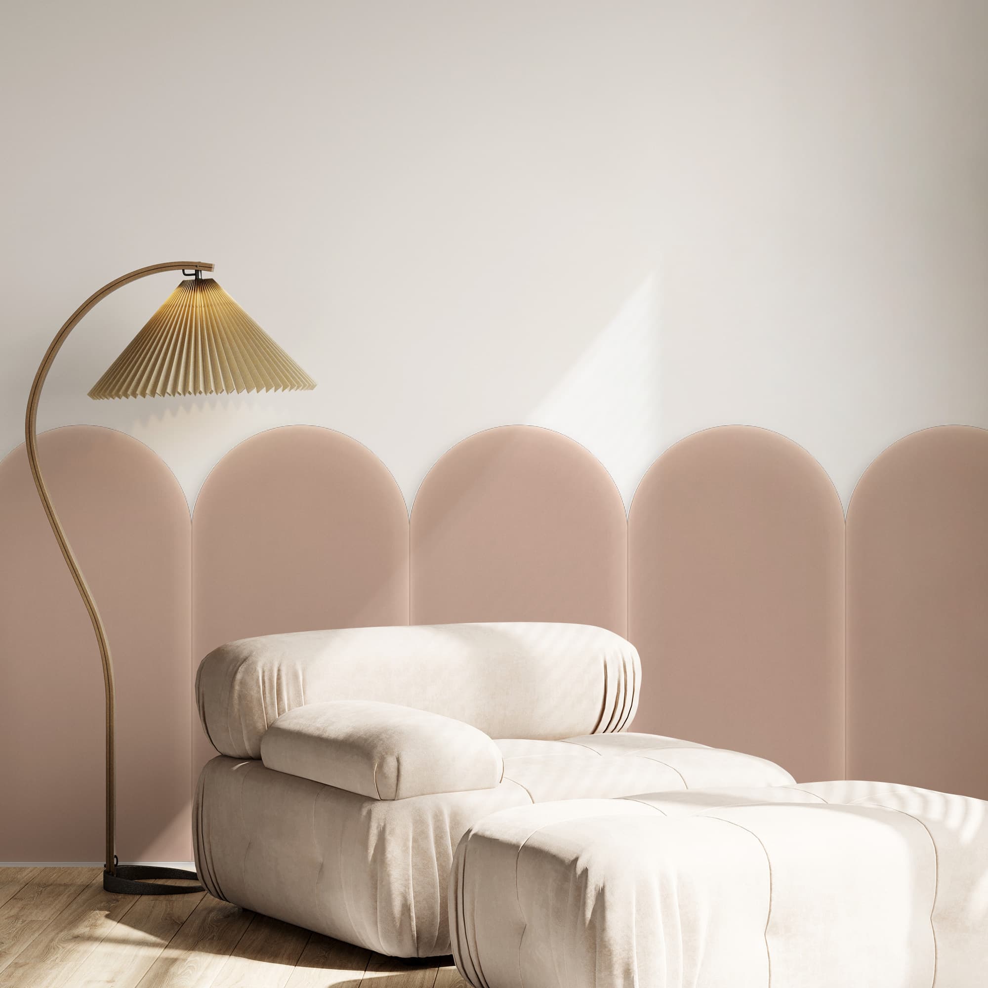 Upholstered panel Magic Velvet Pudrowy Róż 30cm 30×60 cm