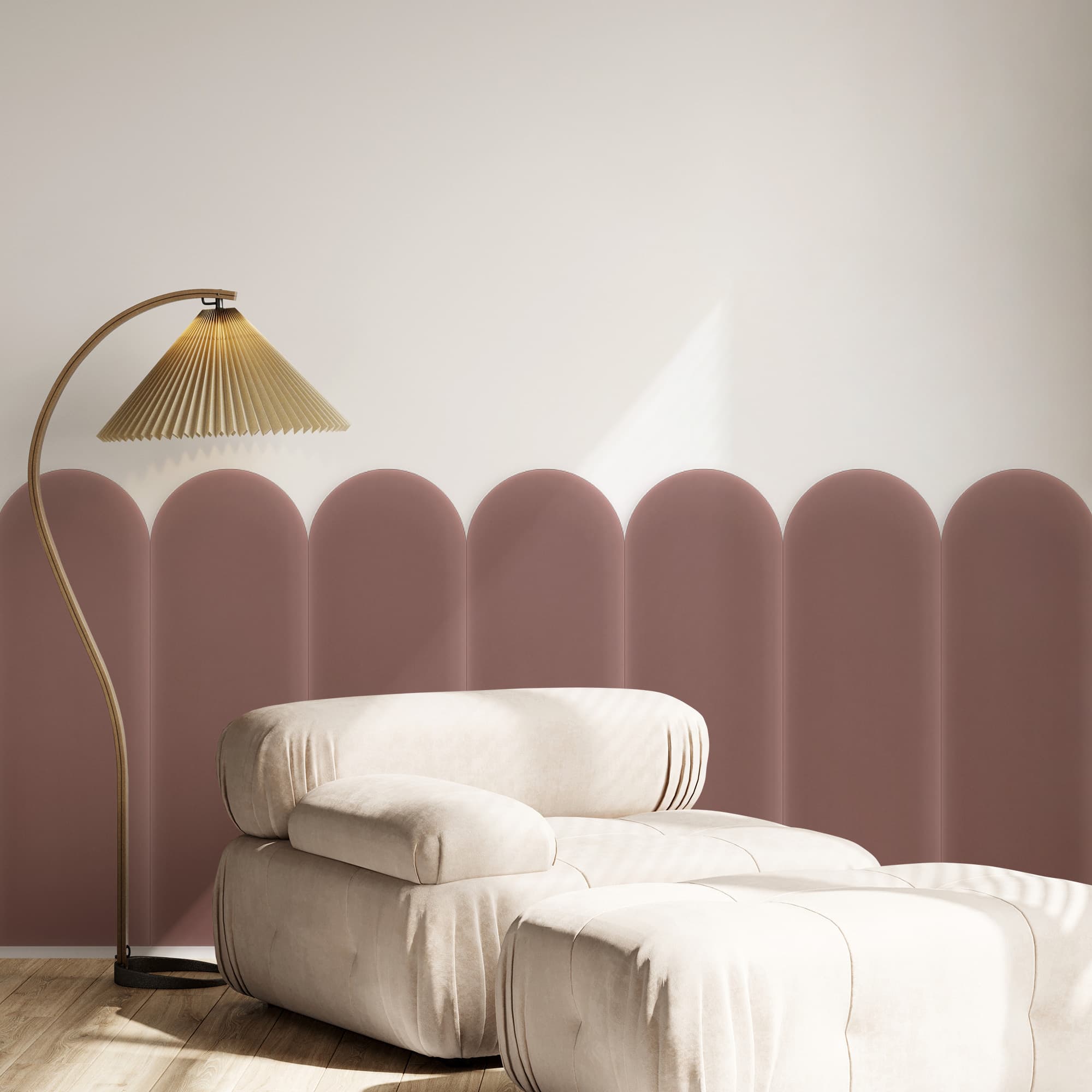 Upholstered panel Magic Velvet Brudny Róż 20cm 20×60 cm