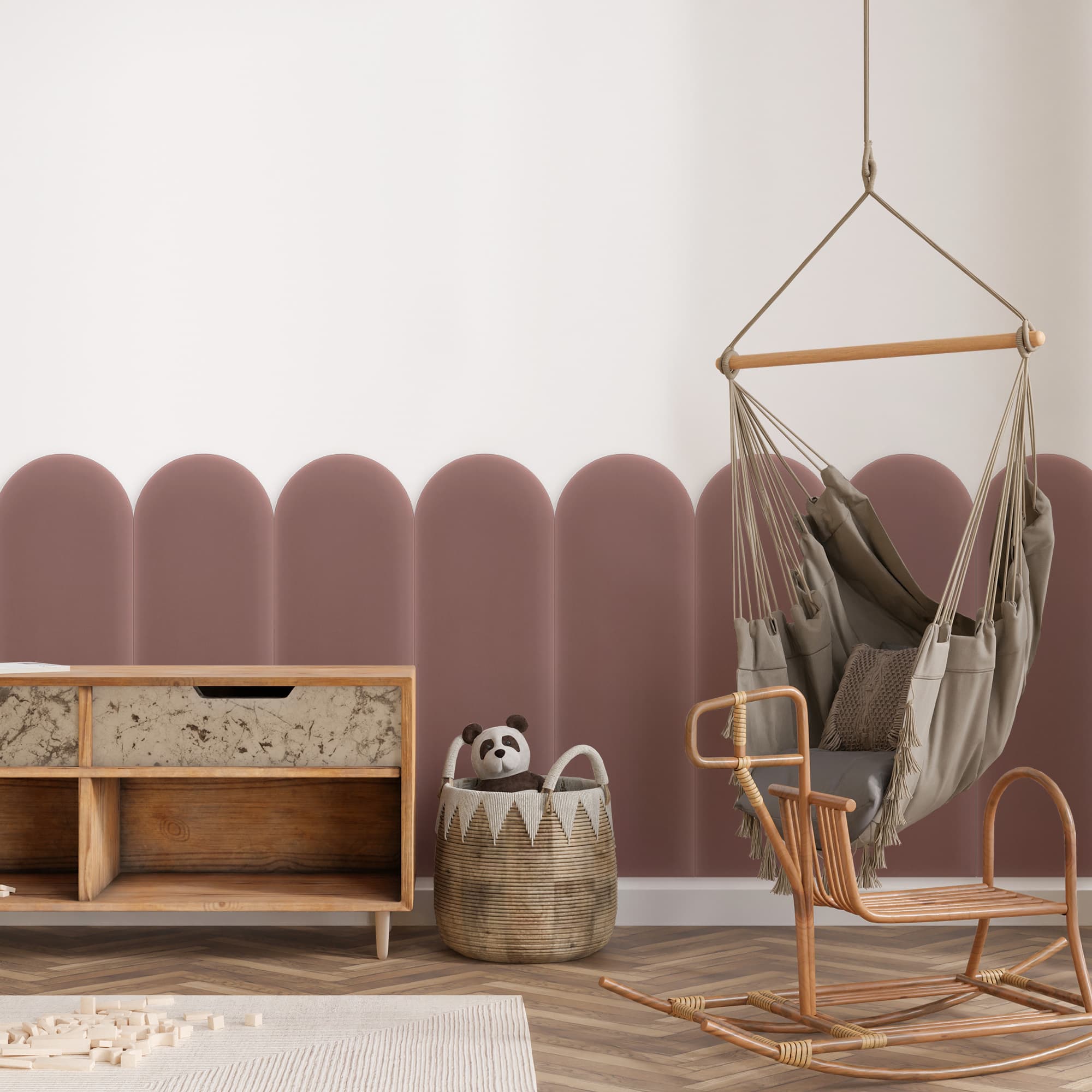 Upholstered panel Magic Velvet Brudny Róż 20cm 20×60 cm